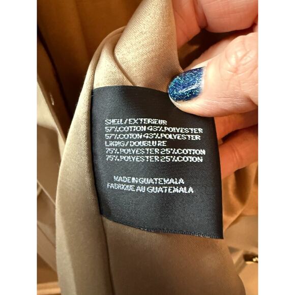 DKNY Womens Size 1X Khaki Trench Coat Button Front Lined Long Sleeve Jacket - Picture 7 of 9